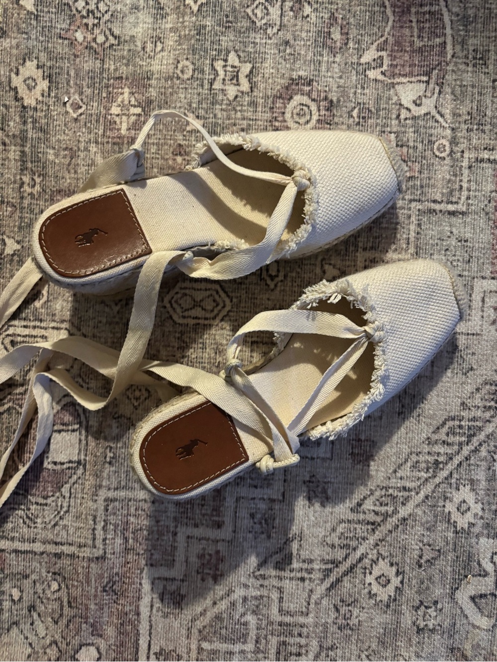 Ralph Lauren Women’s Cream Canvas Espadrille Tie Back size 7